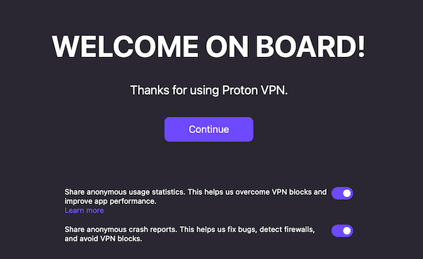 proton vpn welcome