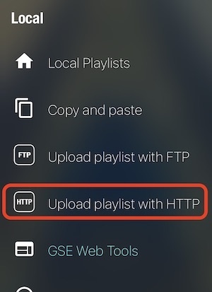 upload playlist http method on gse smart iptv