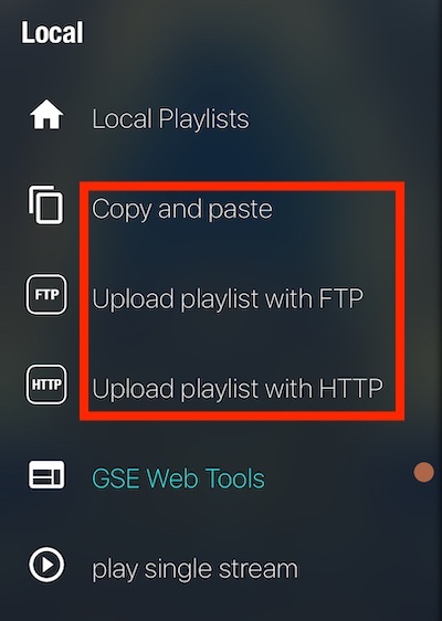local playlist methods on gse iptv app