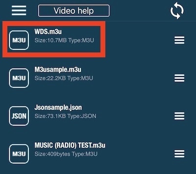 m3u file loaded in the local playlists