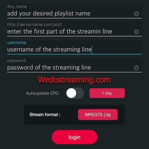 entering login details