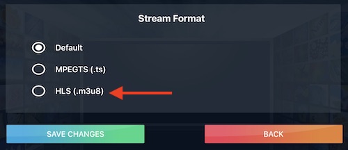 selecting hls on smarters pro