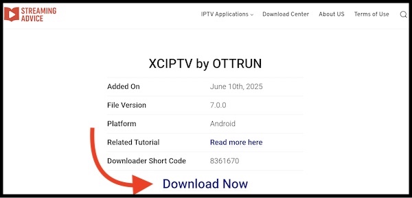 downloading xciptv from our download center