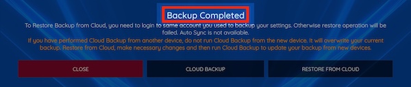 back up fully taken and completed