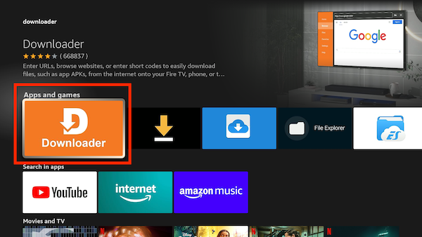 downloader app showing and ready for installation