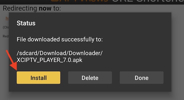 starting the instalaltion of XCIPTV