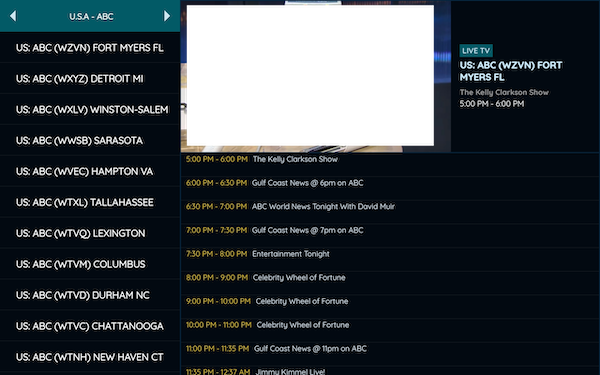 live tv is being played with epg visible.