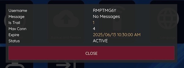 account info shows all the information about the iptv account with which you are logged into xciptv.