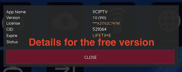 application info page on xciptv contains all the details about the software itself.