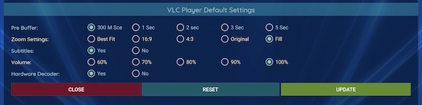 vlc player engine settings inside xciptv.